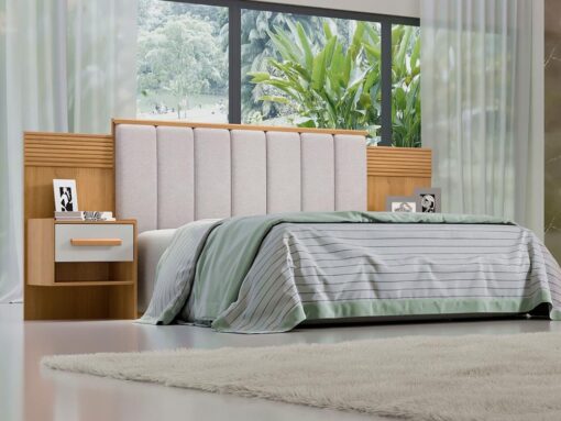 Cabeceira Iris Casal - Cinamomo Ripado/Off White
