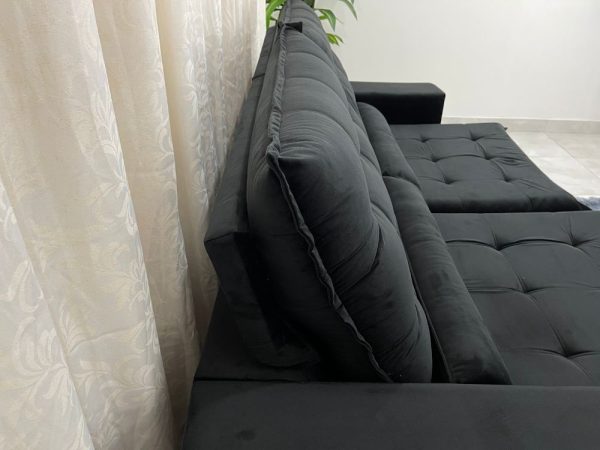 Sofá Retrátil Reclinável Small 2.30m - Preto Veludão - Imagem 2