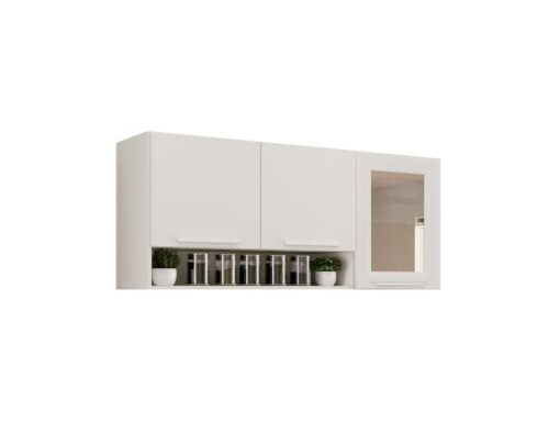 Armário de Cozinha Aéreo New Valência 3 portas Reflecta 1,20m - Branco/Cinamomo - Imagem 4