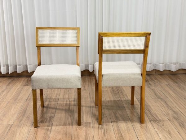 Conjunto Cadeiras Roma 2 unidades - Mel Ratam/Bege Linho