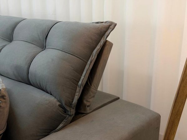 Sofá Retrátil Reclinável Molas Ensacadas Turmalina 2.50 - Cinza Veludo - Imagem 7