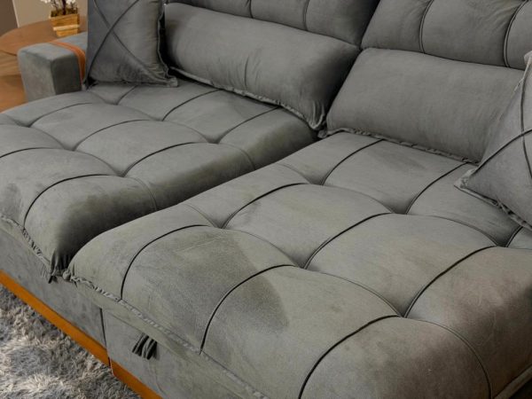 Sofá Retrátil Reclinável Molas Ensacadas Turmalina 2.50 - Cinza Veludo - Imagem 4