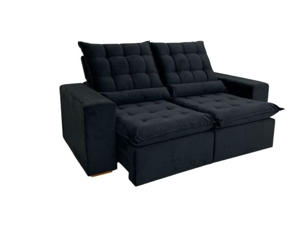 Sofá Retrátil Reclinável Small 2.00m - Preto Veludão - Imagem 8