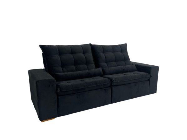 Sofá Retrátil Reclinável Small 2.30m - Preto Veludão - Imagem 3