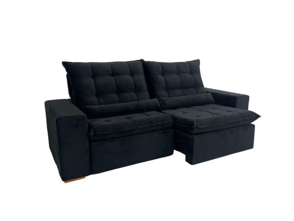 Sofá Retrátil Reclinável Small 2.30m - Preto Veludão - Imagem 6
