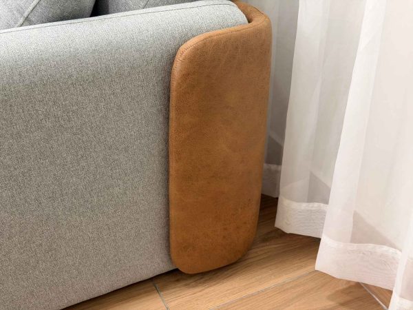 Sofa Cama Organ Molas Ensacadas 2.30m - Cinza Linho/Marrom Courino - Imagem 9
