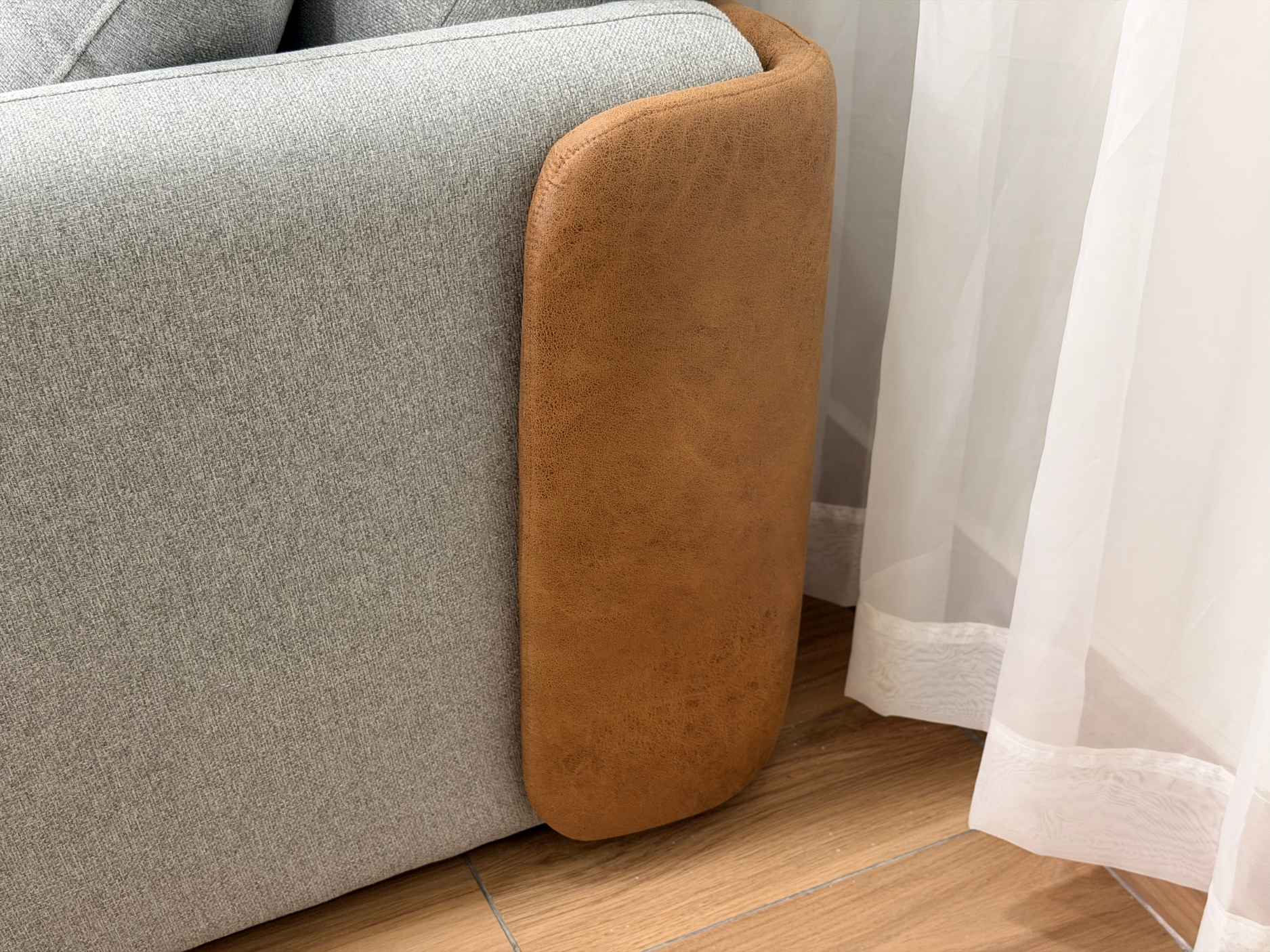 Sofa Cama Organ Molas Ensacadas 2.30m - Cinza Linho/Marrom Courino - Imagem 9