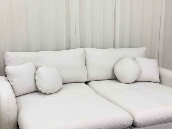 Sofa Cama Organ Molas Ensacadas 2.30m - Bege Linho/Marrom Courino - Imagem 5