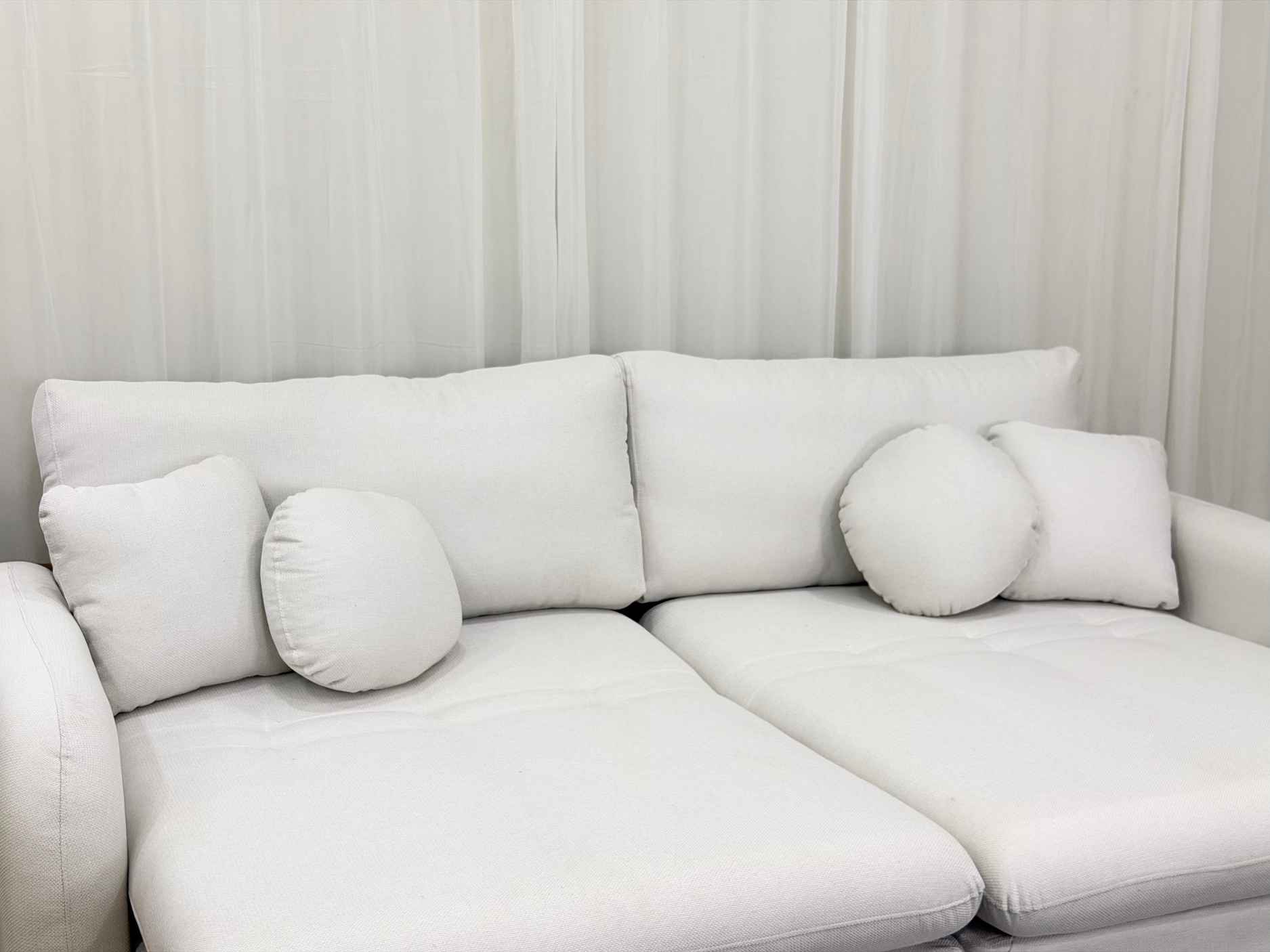 Sofa Cama Organ Molas Ensacadas 2.30m - Bege Linho/Marrom Courino - Imagem 5