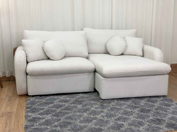 Sofa Cama Organ Molas Ensacadas 2.30m - Bege Linho/Marrom Courino - Imagem 2