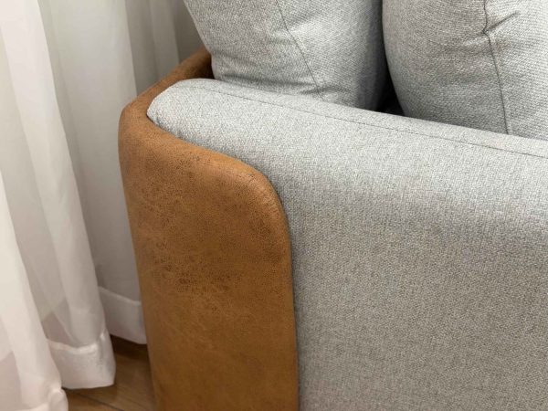 Sofa Cama Organ Molas Ensacadas 2.30m - Cinza Linho/Marrom Courino - Imagem 7