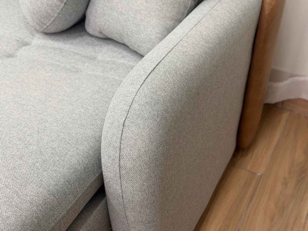 Sofa Cama Organ Molas Ensacadas 2.30m - Cinza Linho/Marrom Courino - Imagem 8