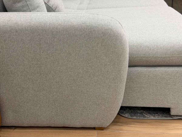 Sofa Cama Organ Molas Ensacadas 2.30m - Cinza Linho/Marrom Courino - Imagem 6