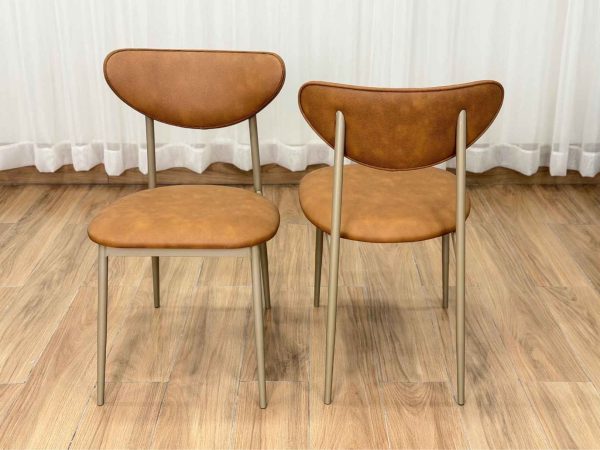 Conjunto Cadeiras Safira em Aço 2 Unidades - Champagne/Marrom Courino