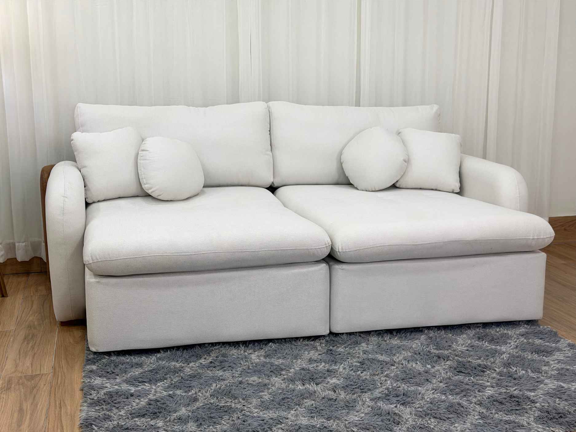 Sofa Cama Organ Molas Ensacadas 2.30m - Bege Linho/Marrom Courino - Imagem 3