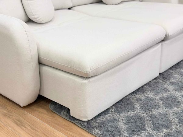 Sofa Cama Organ Molas Ensacadas 2.30m - Bege Linho/Marrom Courino - Imagem 6