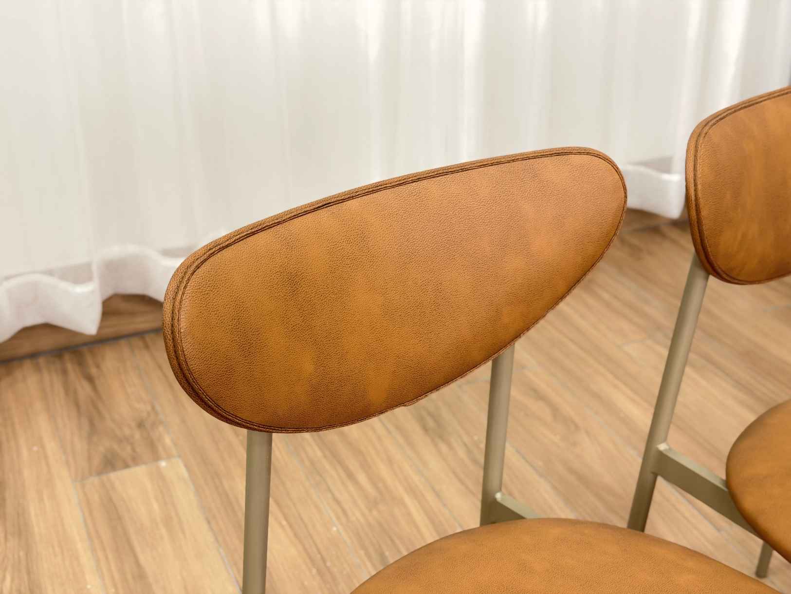 Conjunto Cadeiras Safira em Aço 2 Unidades - Champagne/Marrom Courino - Imagem 4